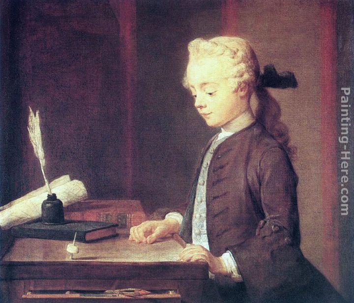 Boy with a Spinning Top painting - Jean Baptiste Simeon Chardin Boy with a Spinning Top art painting